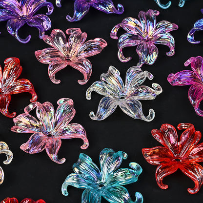 60pcs/box 37x42mm Fleur-de-lis AB Sparkling Flower Beads