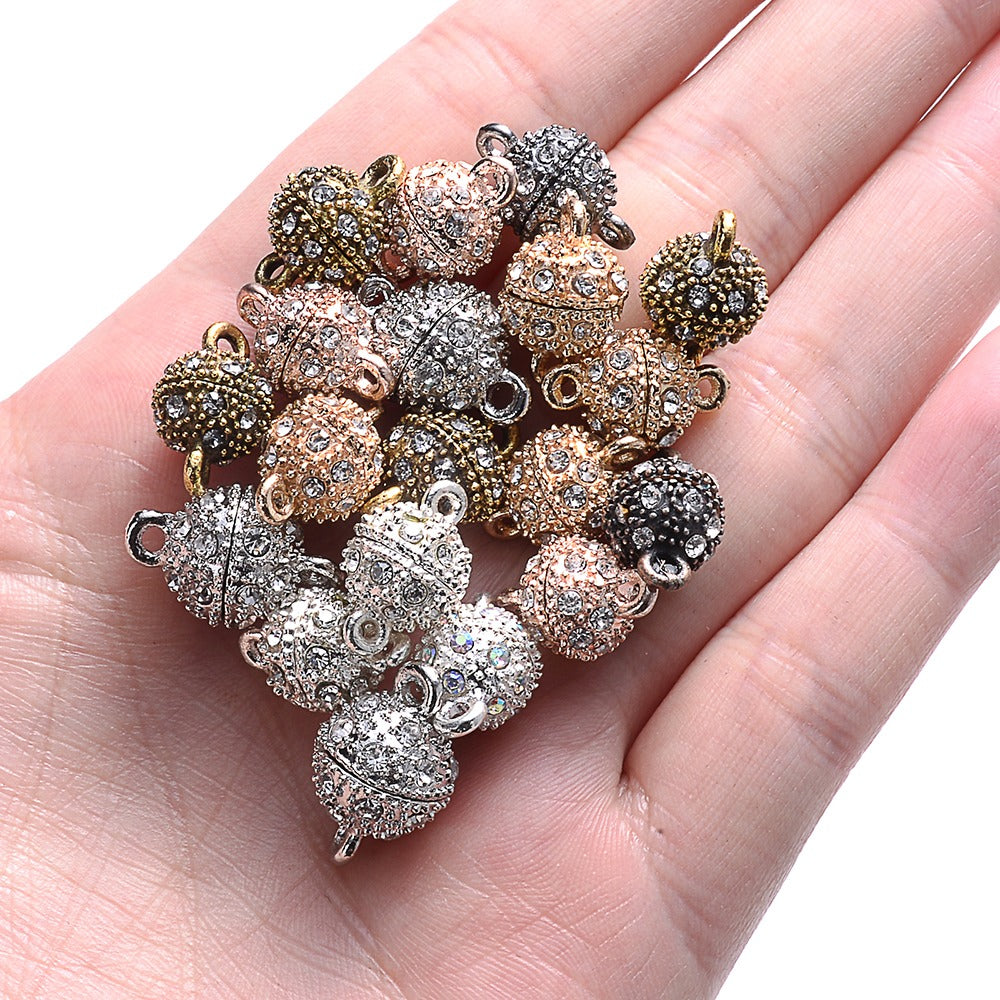5 Pairs 14×8mm Rhinestone Magnetic Jewelry Clasps
