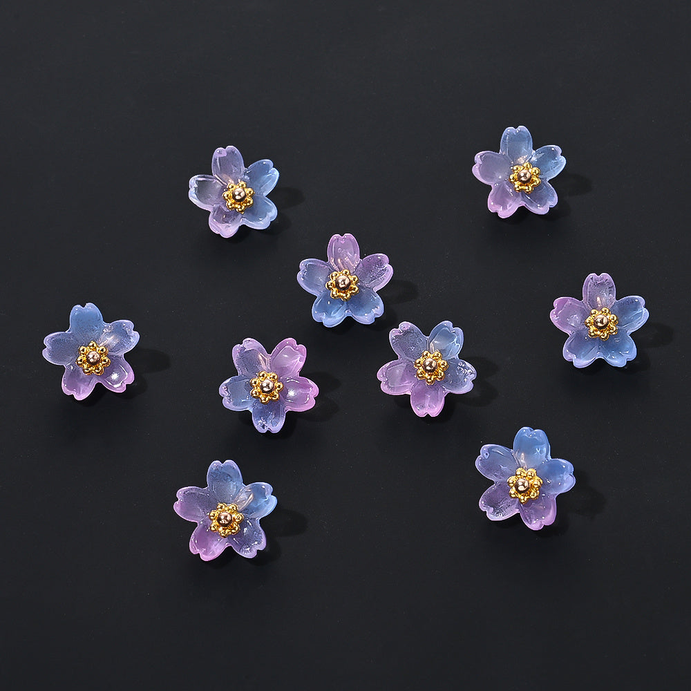 20pcs 10mm Colorful Gradient Glass Flower Beads