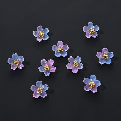 20pcs 10mm Colorful Gradient Glass Flower Beads
