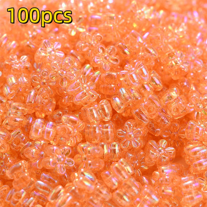 100pcs 4x7mm AB Color Flower Acrylic Beads