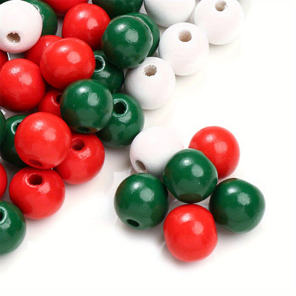 20pcs 16mm Christmas Round Wooden Beads