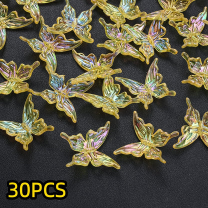 30pcs/set 25mm Transparent Butterfly Acrylic Beads