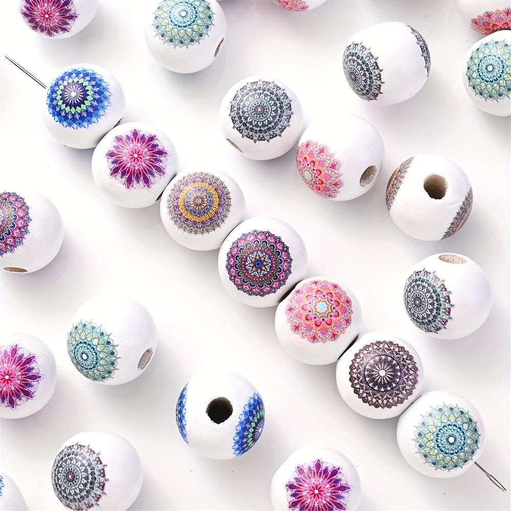 10PCS 16mm White Bohemian Wooden Spacer Bead Set