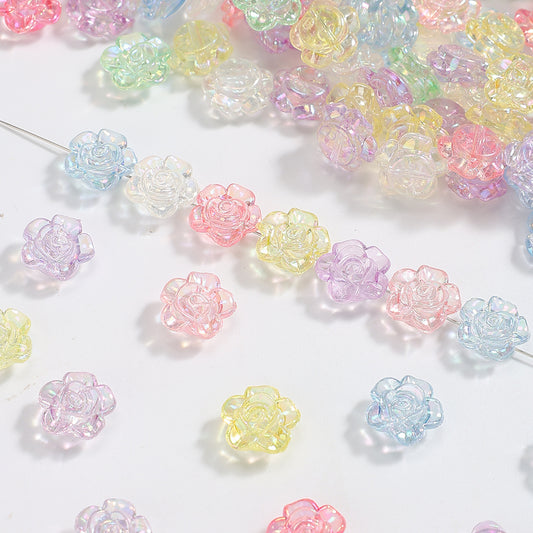 100pcs 12mm Translucent Rose Acrylic Beads