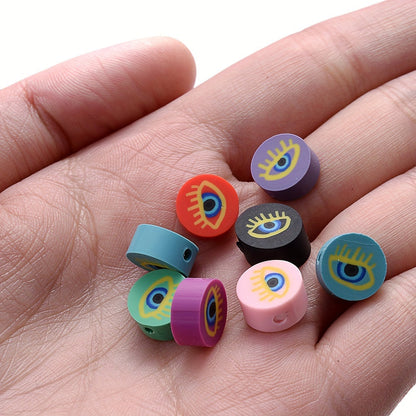 30/50PCS 10mm Mixed Eye Soft Clay Spacer Bead Set