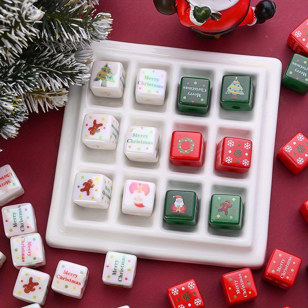 10pcs/set 14mm Christmas Square Acrylic Focal Beads