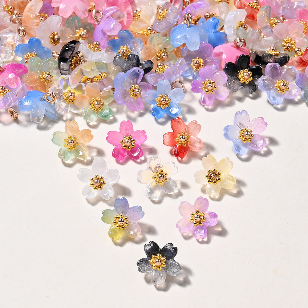 Shiny UV Iris Flower Beads
