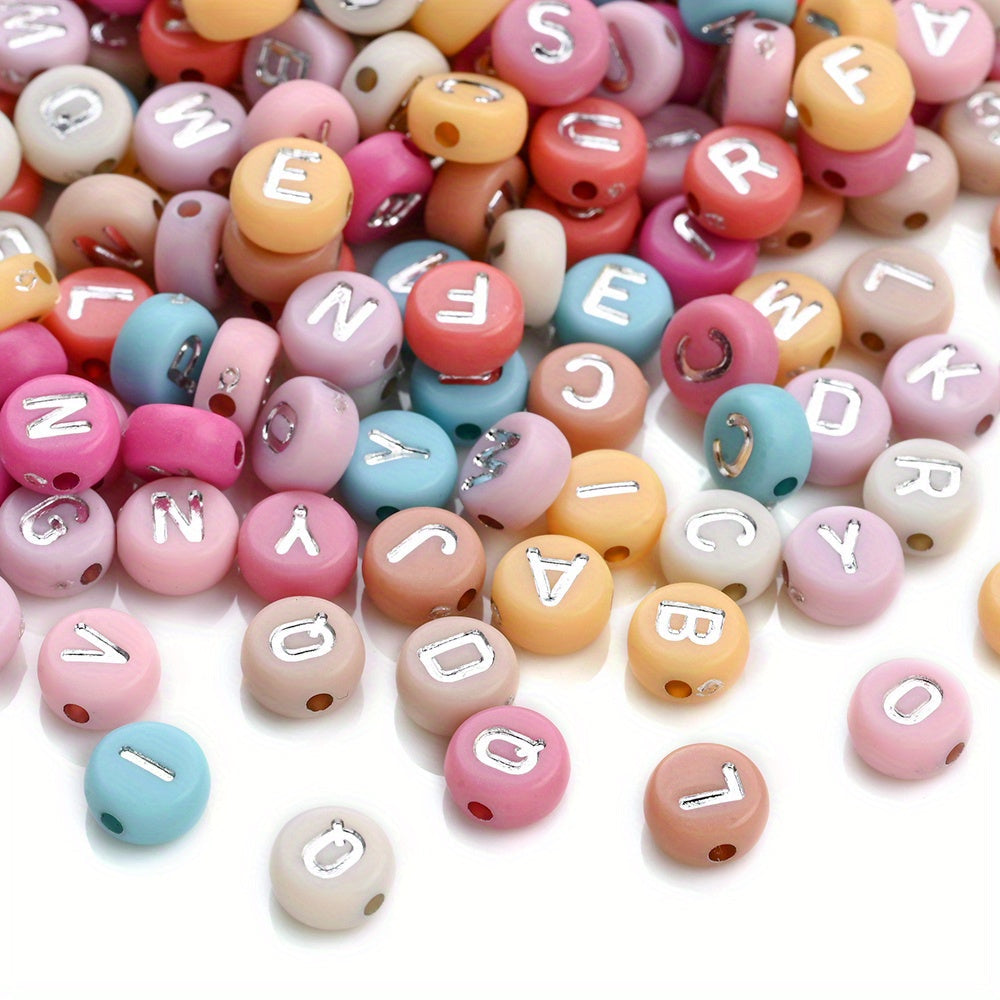 100PCS 4×7mm Heart-Shaped A-Z Letter Acrylic Bead Set