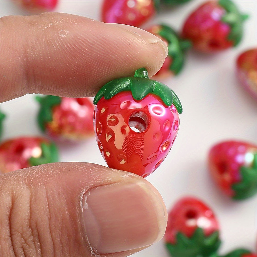 4/10pcs 16mm Pink Strawberry Resin Beads