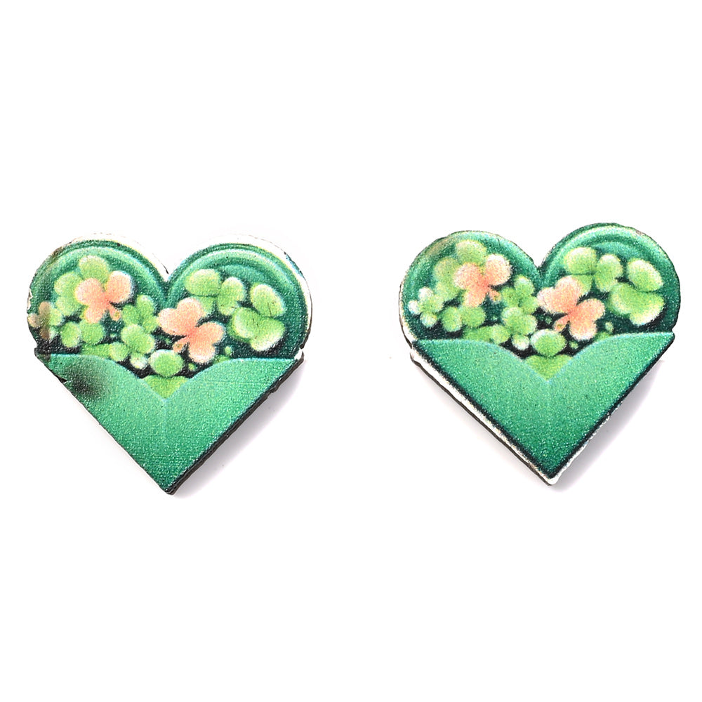 Green Lucky Stud Earrings