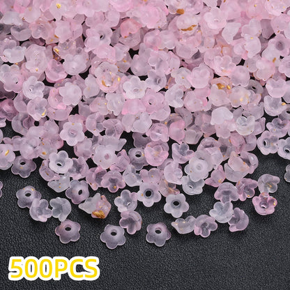 500pcs 3x6mm Lily of the Valley Acrylic Flower Cap Beads