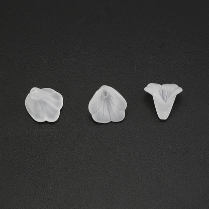 50pcs/set 10x15mm Frosted White Acrylic Flower Beads