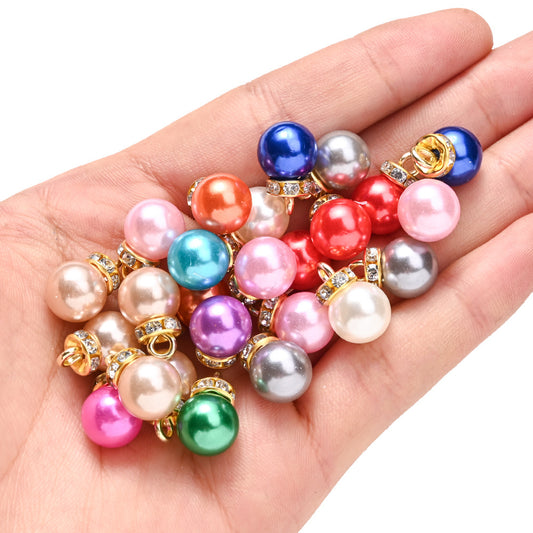 20pcs 10x15mm Multicolor Imitation Pearl Ball Charms