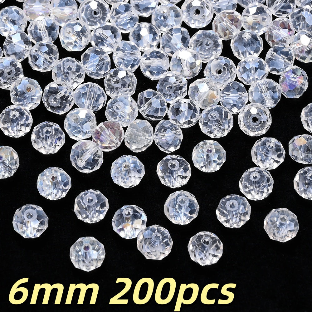 200/500pcs 4/6mm Transparent AB Faceted Glass Beads