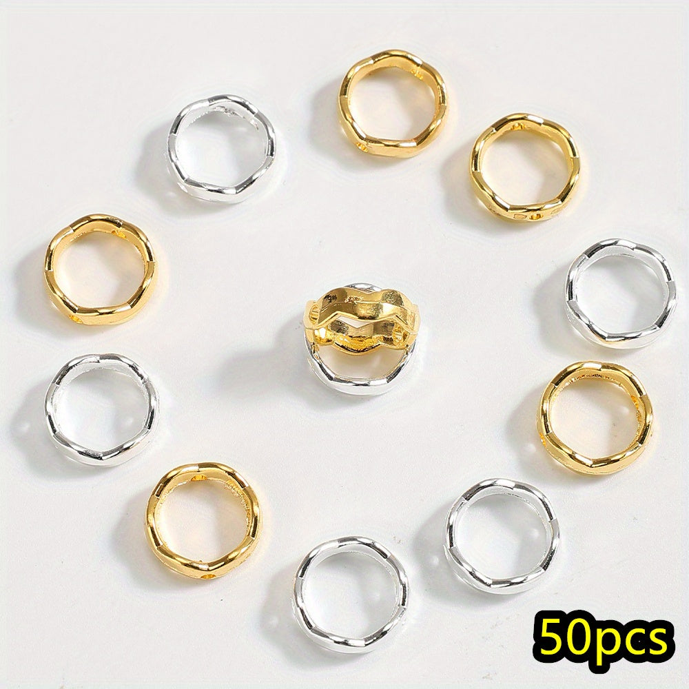 Golden & Silvery Flower Frame Beads
