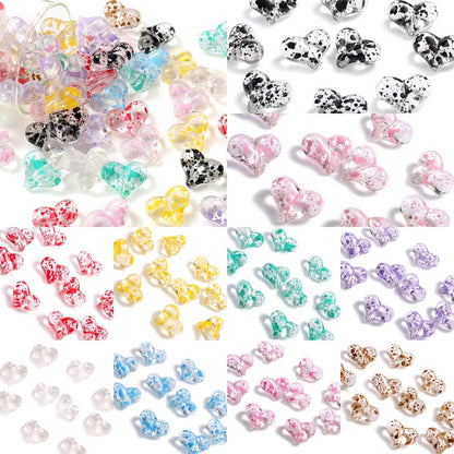 10pcs 17x21mm Starry Sky Heart Acrylic Beads