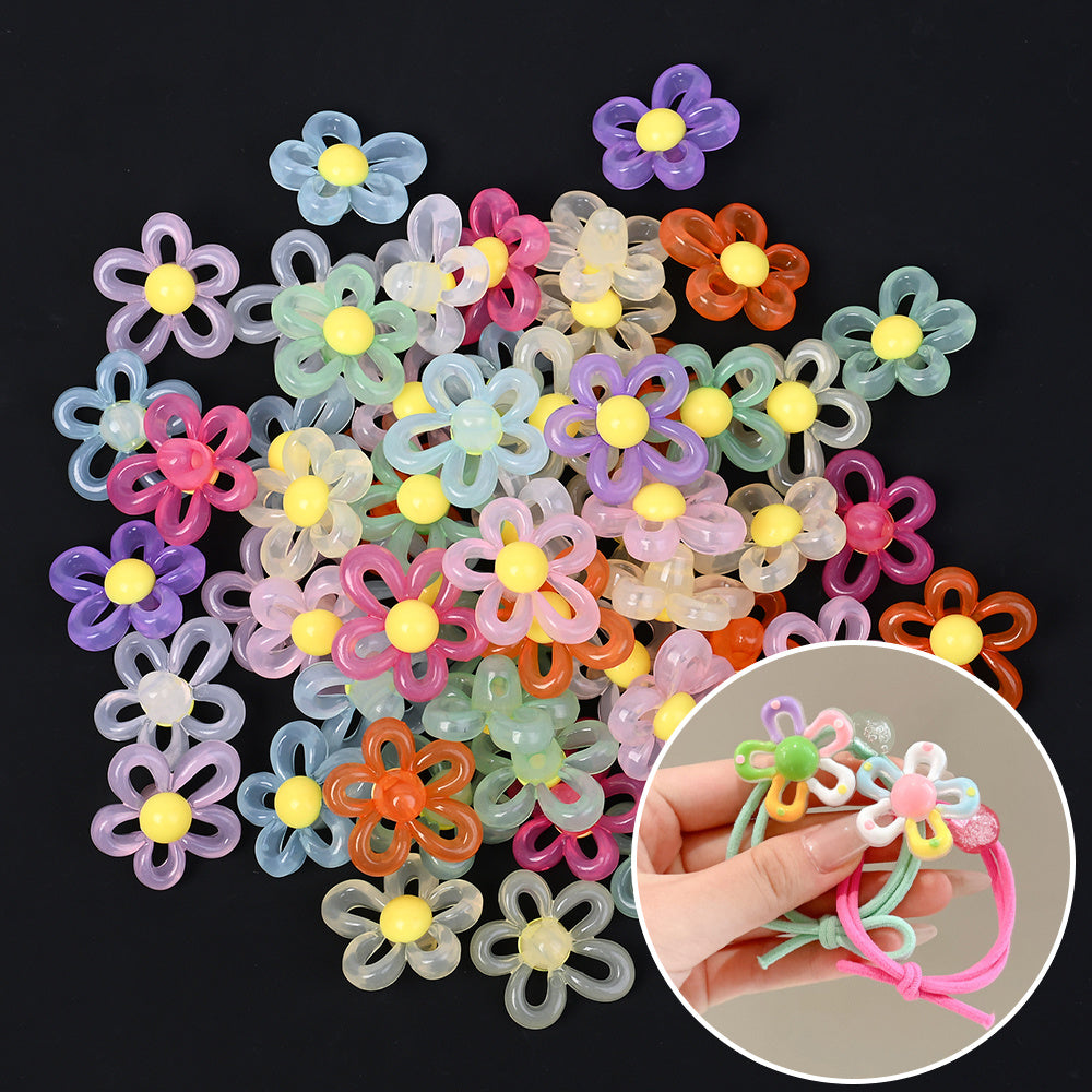 Macaron Color Flower Acrylic Beads