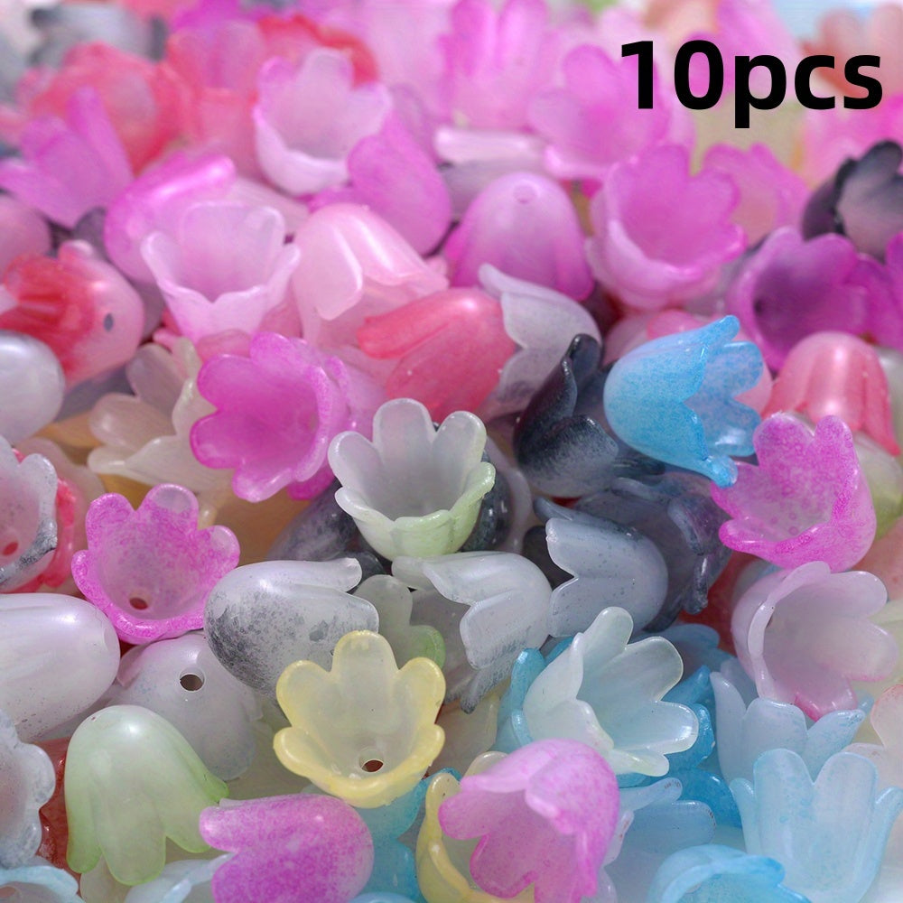 100pcs Colorful Trumpet Flower Beads