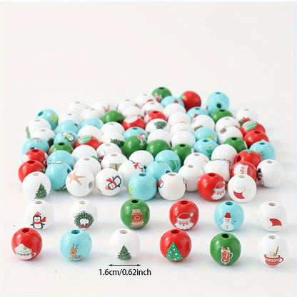 10pcs/set 16mm Christmas Wooden Beads