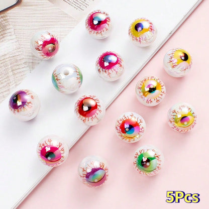 5/10/20pcs 16mm Mixed Color Evil Eye AB Plated Round Acrylic Beads