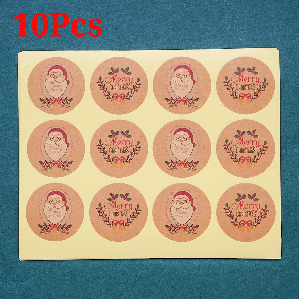 Santa Snowflake Round Stickers