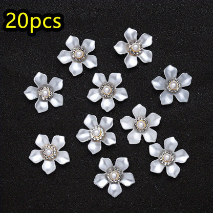 20pcs/set Flower Charm Beads with Artificial Pearl and Rhinestone