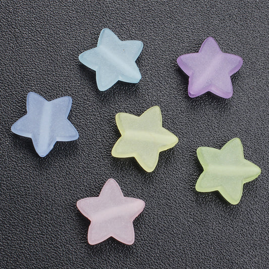50pcs 15mm Frosted Star Acrylic Beads