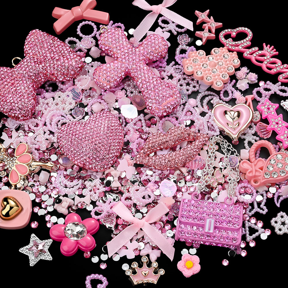 Mixed Pink Rhinestone Flatback Embellishment Set