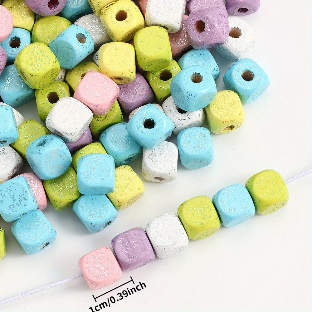 Sequined Square Wooden Beads