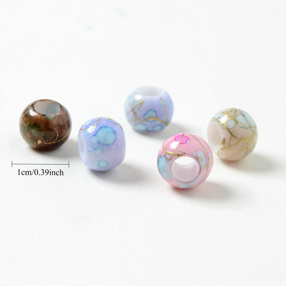 30pcs 10x8mm Multicolor Round Acrylic Dotted Beads