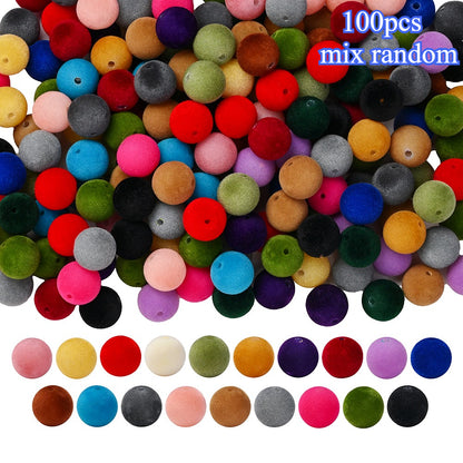 100pcs 16mm Flocking Acrylic Beads