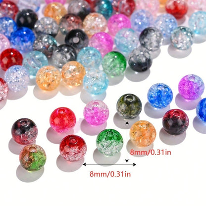 500pcs 8mm Round Crack Acrylic Beads