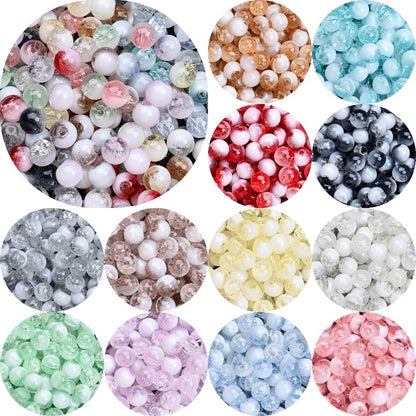 100pcs 8mm Translucent Crackle Glass Beads