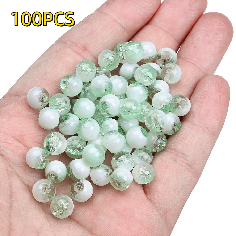 100pcs 8mm Translucent Crackle Glass Beads