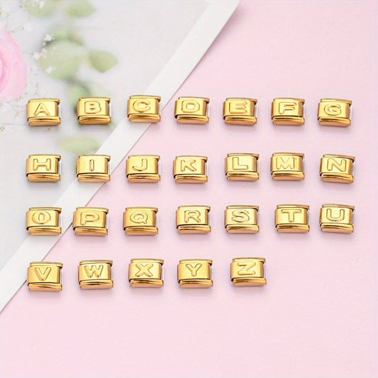 Golden Alphabet Alloy Bracelet Module