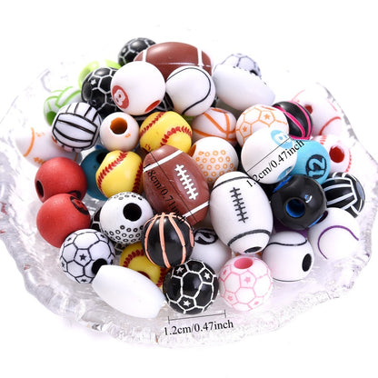 50pcs 39 Styles Mixed Sports Ball Beads
