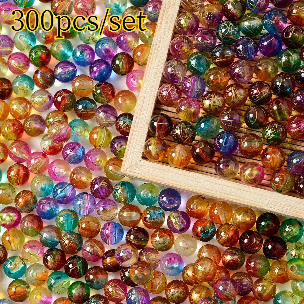 Multicolor Acrylic Beads with Gold Spacer Beads