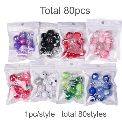 80pcs Acrylic High Gloss Rhinestone Beads Set