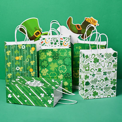 6-Piece 21x14.7x8 cm Kraft Paper Clover Gift Bags