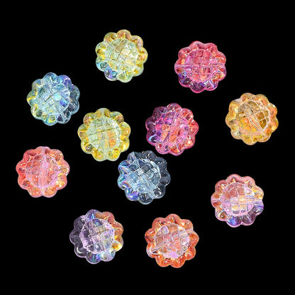 20PCS 15mm Transparent AB Sunflower Glass Jelly Spacer Beads