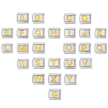 A-Z English Letter Stainless Steel Italian Charm Links