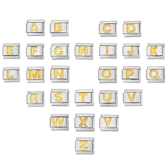 A-Z English Letter Stainless Steel Italian Charm Links