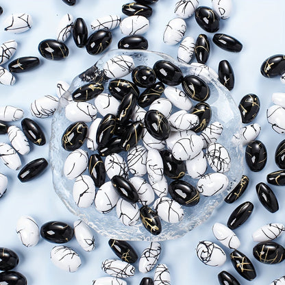 Black Gold Silk Thread Acrylic Beads
