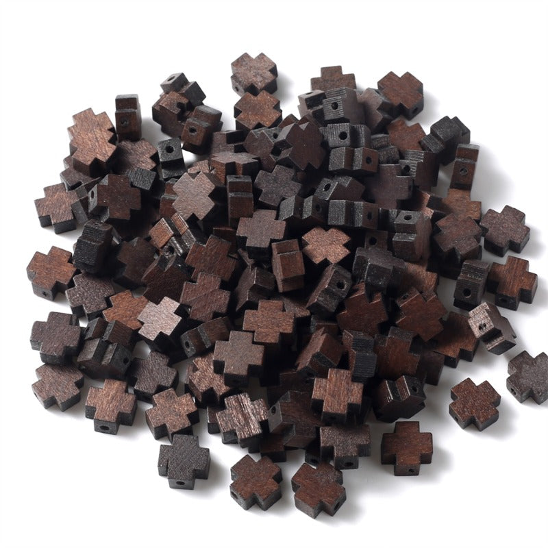 30pcs 10x10mm Cross Wooden Beads