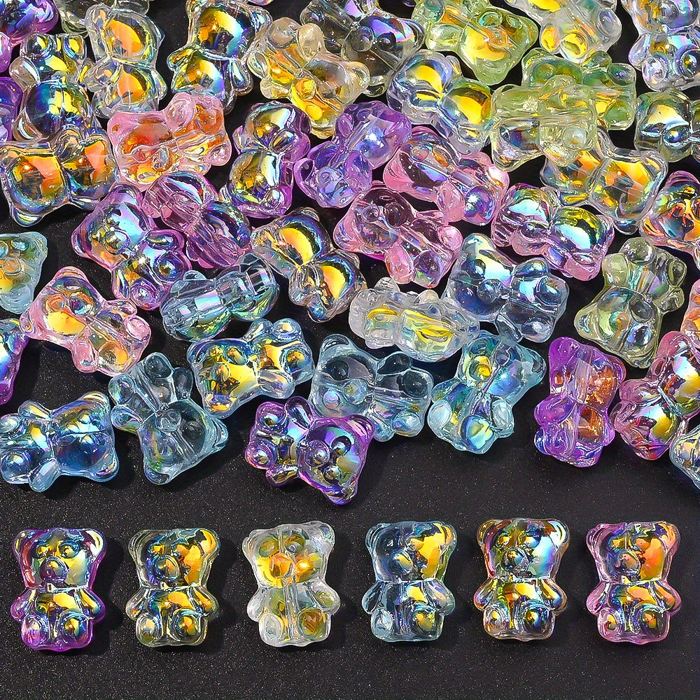 20PCS 15×12mm Transparent AB Bear Glass Spacer Beads