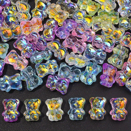 20PCS 15×12mm Transparent AB Bear Glass Spacer Beads