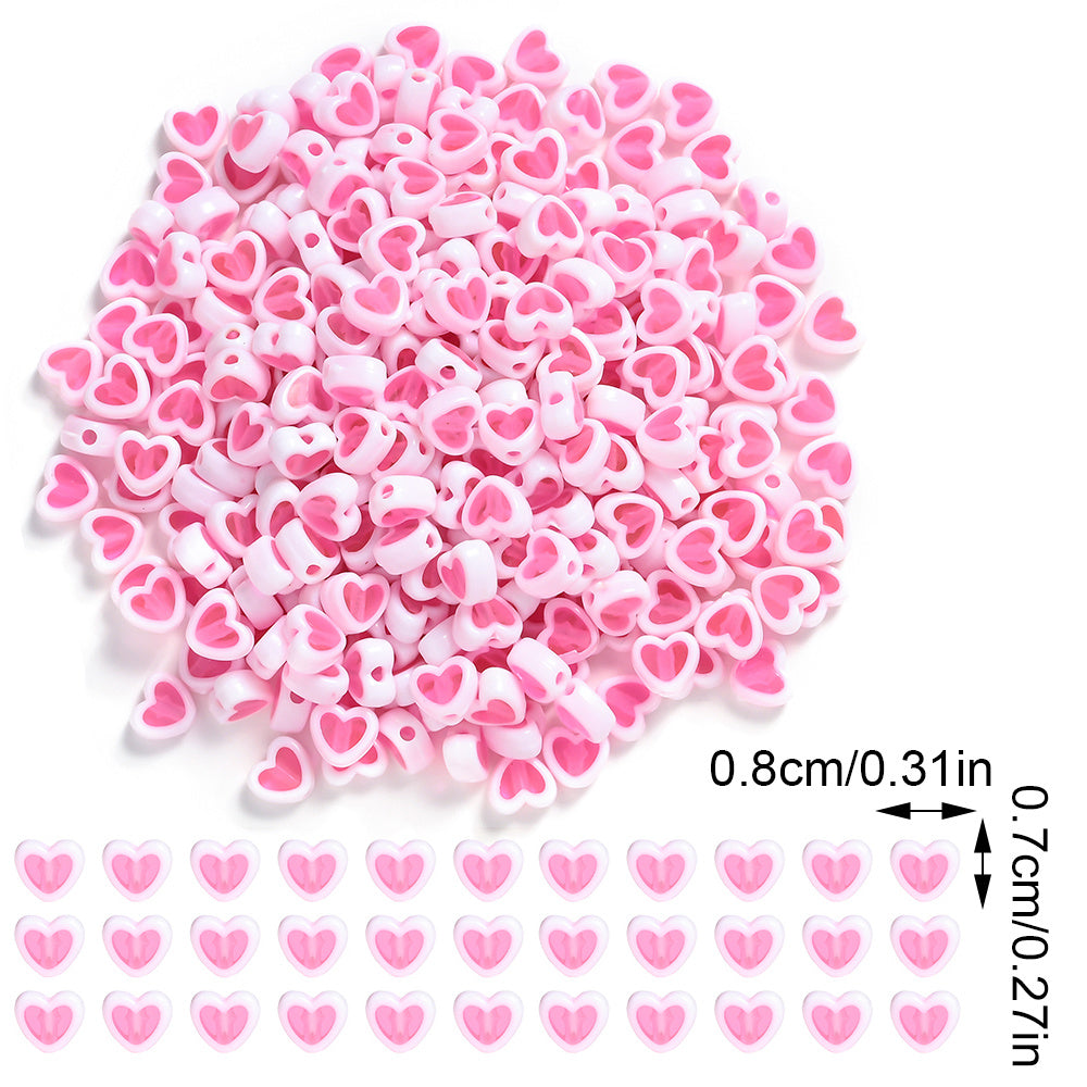 Pink Heart Acrylic Beads