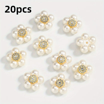 20pcs Acrylic Five Flower Rhinestone Decorative Beads