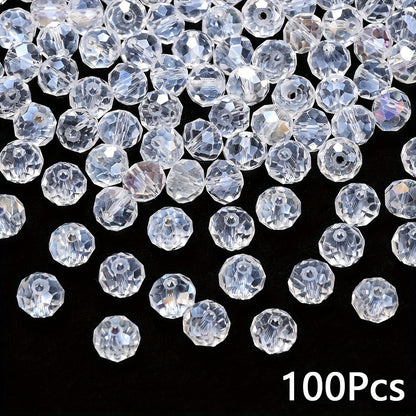 100/200/500PCS 4/6/8mm Sparkling Glass Faux Crystal Bead Set